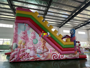 Uso comercial China inflable tobogán seco Castillo <span class=keywords><strong>atracciones</strong></span> <span class=keywords><strong>para</strong></span> niños toboganes inflable rosa caramelo tobogán - Product Image 4