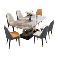 Ensemble de Tables et Chaises de Salle à Manger Personnalisées de Qualité, Table à Manger Rectangulaire Moderne en Marbre