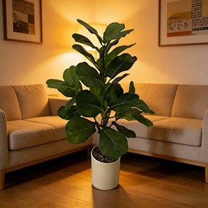 ต้นไม้ประดิษฐ์สีเขียวในกระถางพร้อมของตกแต่งใบต้นไทรสำหรับวางบนพื้นห้องนั่งเล่น - Product Image 4