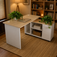 Bureau d'ordinateur moderne modulaire en bois avec tiroirs, table de bureau en panneaux MDF