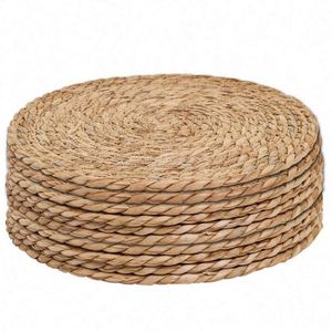 Sets de table tissés en rotin, sous-plats en jonc de mer, sets de table ronds en rotin, assiettes de présentation rondes en rotin - Product Image 1