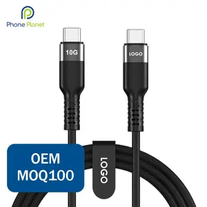 Wholesale MOQ 100pcs USB3.1 GEN Superspeed data cable 100w 5a type c cable for Huawei Xiaomi Android phones