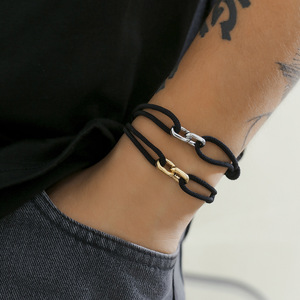 High Quality Braided Stainless Steel U-Shaped Buckle Bracelet Weave Ropes Paracord Bracelet <b>for</b> <b>Men</b> - Product Image 5