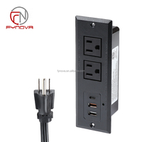 Multiprise encastrable USB-C 20W à charge rapide en ABS avec 2 prises électriques standard US pour la maison, le bureau et la salle de conférence