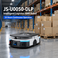 AGV autonome laser SLAM de 50 kg sans marqueurs QR pour le transfert de marchandises palettisées du convoyeur vers l'emballageur de palettes pour usine