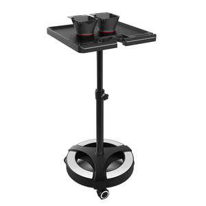 Chariot de rangement réglable en acier inoxydable noir pour salon de coiffure, plateau pour extensions capillaires - Product Image 1