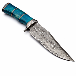 Couteau Bowie en acier Damas, manche en fibre de carbone, lame fixe, survie en extérieur, EDC, collection cadeau - Product Image 1