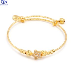 24K <b>Gold</b> Plated Custom Charmed Bangles Women's Fashion 60mm <b>Baby</b> Bangle <b>Bracelet</b> Indian Brass Weather Copper Alloy Model - Product Image 5