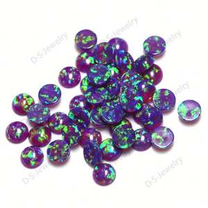 Chine Usine Ronde Cabochon Forme Opale Synthétique Pierre OP35 Opale Noire - Product Image 2