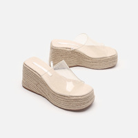 Sandales compensées XINZI RAIN pour femmes, grandes tailles 35-44, à semelle épaisse, style espadrilles, à enfiler, pour l'extérieur, collection 2024