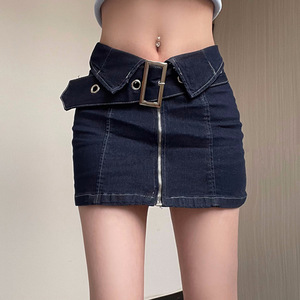 <span class=keywords><strong>Minifalda</strong></span> <span class=keywords><strong>corta</strong></span> de tela vaquera <span class=keywords><strong>con</strong></span> cinturón para mujer, <span class=keywords><strong>minifalda</strong></span> <span class=keywords><strong>con</strong></span> cremallera azul, Y2K - Product Image 1