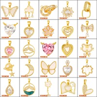 Vente en gros de breloques en zircone cubique de haute qualité, pendentifs animaux tendance (ours, papillon), bijoux plaqués or, accessoires de bricolage
