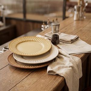 Eco-Friendly Hotel Restaurant Dinnerware <b>Ceramic</b> Serving <b>Plate</b> Round Shaped Dinner <b>Plate</b> for Sushi Salad Dessert Fruit Cake - Product Image 1