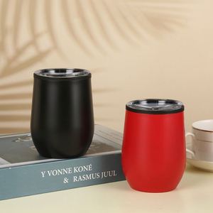 <b>Custom</b> Logo 360Ml 12Oz Double Walled Inner Plastic Egg Shape <b>Cup</b> Outer Stainless Steel Travel Coffee Mugs Wine Tumbler - Product Image 2