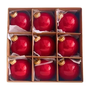 Decoração de ano novo pérola vermelha luxo 60mm enfeites de vidro de natal coisas de natal atacado conjunto de bolas de natal