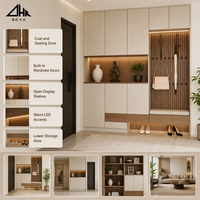 Meuble à chaussures modulaire moderne pour entrée avec miroir intégré et éclairage LED intelligent, armoire de couloir grande capacité et peu encombrante