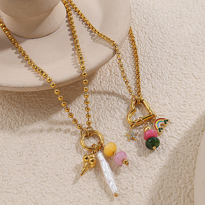 Collar con Colgante DIY Temático del Océano Europeo Americano, Acero Inoxidable, Chapado en Oro de 18K, Joyería de Moda para Mujer - Product Image 3