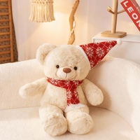 Ours en peluche de Noël - Jouet en peluche en coton PP avec chapeau et écharpe de Père Noël, poupée festive pour enfants