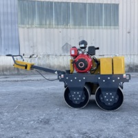 Petite machine de compactage vibratoire à double tambour portative avec moteur de pompe hydraulique et roulement - Rouleau compresseur pour routes en asphalte
