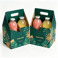 Vente en gros de boîtes à boissons en carton ondulé à 4 compartiments avec poignées, boîtes d'emballage pour bouteilles d'eau, boîtes à boissons personnalisées