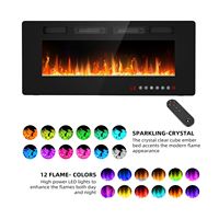 Cheminée électrique ultra-mince de 42 pouces encastrable dans le mur ou dans le cadre de lit, 12 couleurs de flammes, lit de braises en cristal, télécommande à écran tactile
