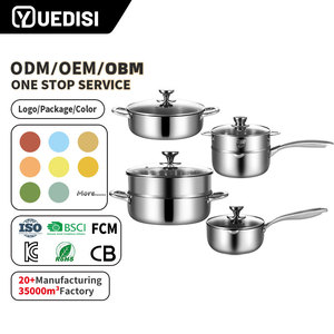 Yuedisi - <span class=keywords><strong>Olla</strong></span> para Leche de Acero Inoxidable 304 de 24 cm con Revestimiento Antiadherente de Panal y Tapa de Vidrio, Venta al por Mayor - Product Image 1