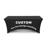 Mantel de poliéster sencillo y personalizado con logotipo colorido, técnica de sublimación de tinte impreso, sin arrugas para ferias comerciales en casa