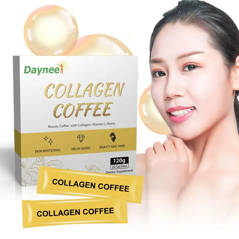 Da làm trắng Collagen Cà phê bột ngay lập tức vitamin C Collagen cà phê với Collagen Biotin chống againg mượt mà tóc