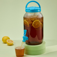 Bouteille d'eau grande capacité 2500 ml 3800 ml, impression personnalisée, pot à cornichons salés scellé avec robinet, distributeur de boissons en plastique avec robinet