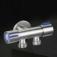 Robinet de salle de bain double contrôle double poignée robinet d'eau froide en acier inoxydable robinet de machine à laver robinet triangulaire