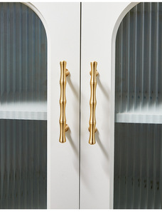 Poignées de tiroir et de <span class=keywords><strong>porte</strong></span> de placard modernes en laiton, style antique chinois, avec joint en bambou, finition brossée, anti-éclaboussures, à montage en surface - Product Image 2