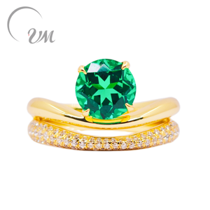 UM jewelry925silver <b>emerald</b> Zircon <b>ring</b> 18Kgold-plated suitable for both <b>men</b> and women daily wear wedding anniversary gift party - Product Image 1