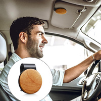 Diffuseur d'air rond en bois pour voiture, à clipser sur pare-soleil, rechargeable, désodorisant longue durée pour la décoration intérieure de voiture
