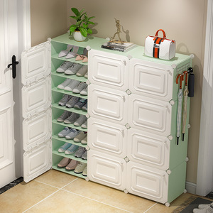 <b>Shoe</b> <b>Rack</b> Plastic Stackable <b>Storage</b> Cabinet For Entryway Home Use Minimalist Design Modern Appearance Freestanding - Product Image 2