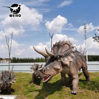 Modèle de dinosaure animatronique de grande taille, peau en silicone, structure en acier, décoration de parc d'attractions pour Triceratops