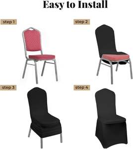 เก้าอี้ยืดผ้าสแปนเด็กซ์สีดำ50ชิ้นผ้าคลุมเก้าอี้อเนกประสงค์สำหรับงานเลี้ยงงานแต่งงานวันหยุด - Product Image 2