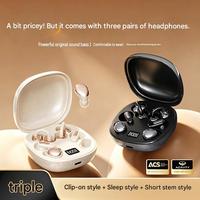 Meilleures ventes : Écouteurs sans fil TWS 3-en-1 Bluetooth, longue autonomie, mini écouteurs intra-auriculaires à clip pour dormeurs latéraux
