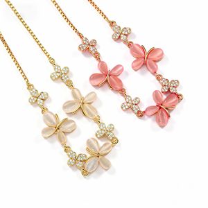 Butterfly Pendant <b>Necklace</b> Rose Gold Plated <b>Pink</b> Stone Zircon Crystal Women's Fashion Jewelry Gift - Product Image 3