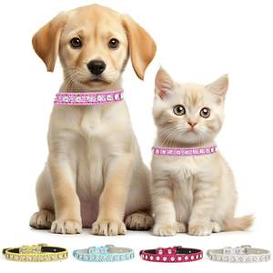 Collier de luxe réglable pour chien et chat de Noël, nouveau design solide, strass, cuir véritable pour chien et chat - Product Image 3