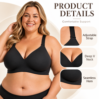 Soutien-gorge personnalisé en soie glacée, sans couture, sans armatures, fermeture dorsale à 4 rangées, bretelles extensibles réglables, grande taille pour femme