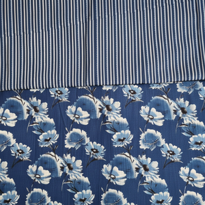 Tissu Pivoines Extra Large Coton au Yard Bleu Rose Beige Gris Pivoines Fleurs Imprimé Tricoté Chaîne Style Uni - Product Image 1