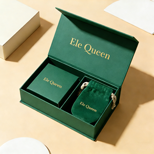 Custom Logo Eco-Friendly High-End Magnetic Flap Jewelry <b>Box</b> Set Cardboard Gift <b>Box</b> Velvet Pouch for Ring Necklace Bracelet - Product Image 2