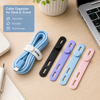 Attaches de câble en silicone réutilisables de haute qualité, sangles organisatrices de cordon réglables avec bouton pour la gestion des câbles de chargeur USB et d'écouteurs