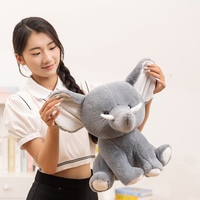 Weiches Flauschiges Sitzendes Elefanten-Plüschtier Niedliches Ausgestopftes Elefanten-Kuscheltier mit Weißen Zähnen für Sofa Bett Kinder Geburtstagsgeschenk