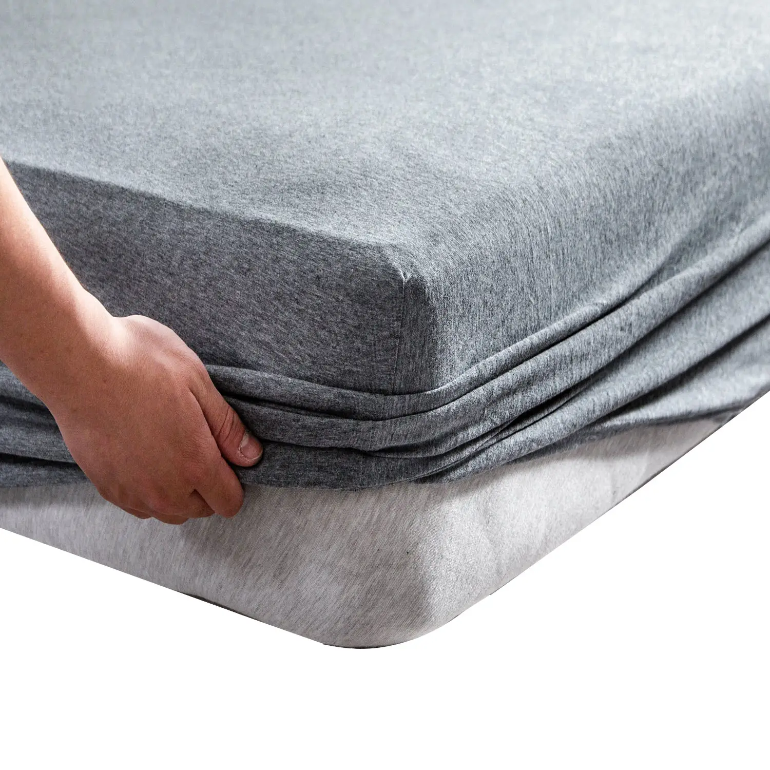Wholesale stretch 100% cotton jersey knit fitted bottom sheet with extra deep pocket fitted sheet up to 15" to 20"
