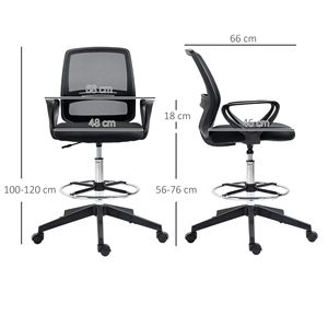 Ergonomic Gray Fabric Midback Swivel Laboratory <b>Stool</b> Drafting Work Task Chair for <b>Office</b> With Footrest - Product Image 4