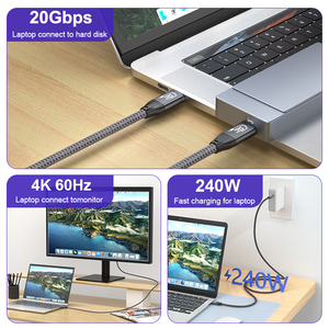 Cable USB3.2 Tipo-C ULT-unite de 20 Gbps y 4K60Hz de 0.3m/0.6m/1m/1.5m/2m/3m/5m con Carga Rápida de 240W 5A, Certificación CE/FCC/UKCA/RoHS - Product Image 3