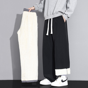 Pantaloni Casual da Uomo in Nylon, Vestibilità Ampia, Invernali, per Ragazzi Adolescenti, Gamba Larga, Foderati in Pile, Ispessiti - Product Image 2