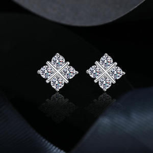 Pendientes cuadrados <span class=keywords><strong>de</strong></span> Plata <span class=keywords><strong>de</strong></span> Ley 925 Mylove, diseño único <span class=keywords><strong>de</strong></span> Cruz <span class=keywords><strong>de</strong></span> 80 puntos, incrustaciones <span class=keywords><strong>de</strong></span> diamantes <span class=keywords><strong>de</strong></span> moissanita, préstamos con un toque personal único - Product Image 2