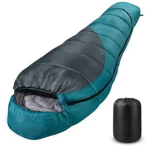 BSCI Factory Thicken Popular Synthetic Fiber Mummy Extra blue Wide Sleeping Bag For Adults